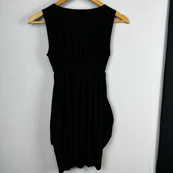 Voilà Black Gathered Dress Polyester Spandex Pockets USA Made XS/S LBD - Picture 7 of 11